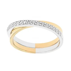 Bague Femme Alliance OR 375/1000 bicolore et diamants