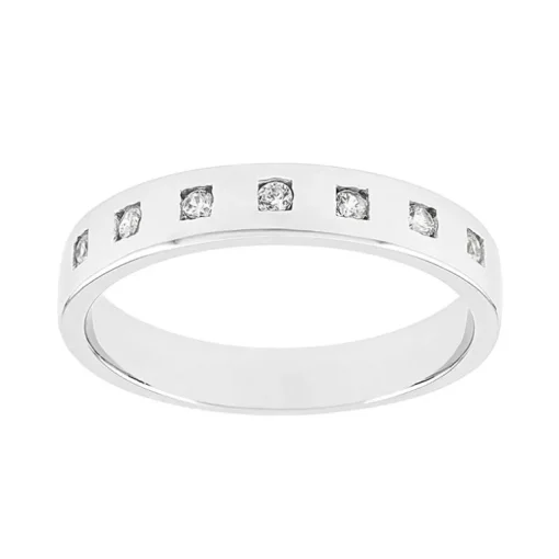 Bague Femme Alliance OR 750/1000 blanc et diamants