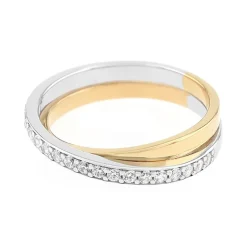 Bague Femme Alliance OR 375/1000 bicolore et diamants