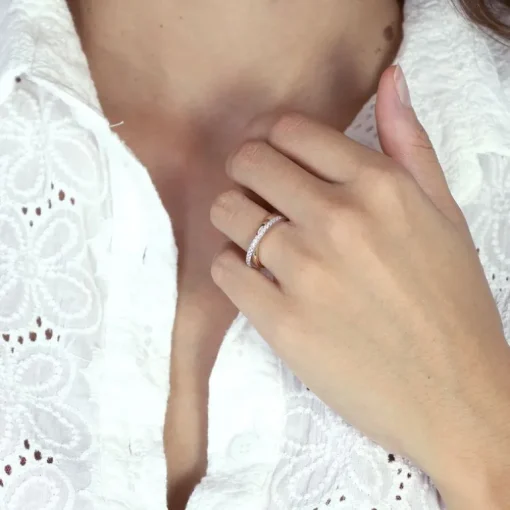 Bague Femme Alliance OR 375/1000 bicolore et diamants