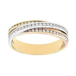 Bague Femme Alliance EDORA 3 ORS 750/1000 Croisée et Diamants EDO3R012TB4.750MIL