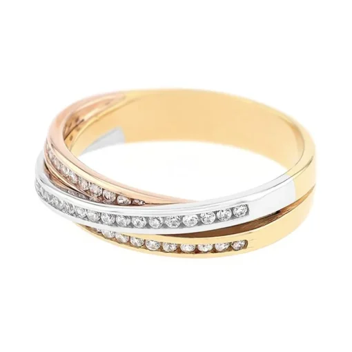 Bague Femme Alliance EDORA 3 ORS 750/1000 Croisée et Diamants EDO3R012TB4.750MIL