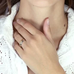 Bague Femme Alliance entrelacée OR 750/1000 bicolore
