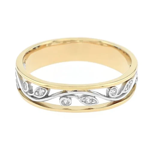 Bague Femme Alliance florale OR 750/1000 bicolore et diamants