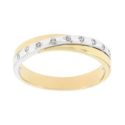 Bague Femme Alliance  OR 750/1000 bicolore et diamants