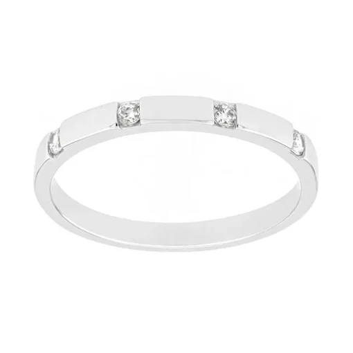 Bague Femme Alliance OR 750/1000 blanc et diamants