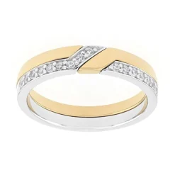Bague Femme Alliance OR 750/1000 bicolore et diamants