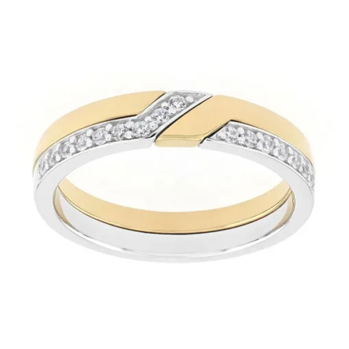 Bague Femme Alliance OR 750/1000 bicolore et diamants