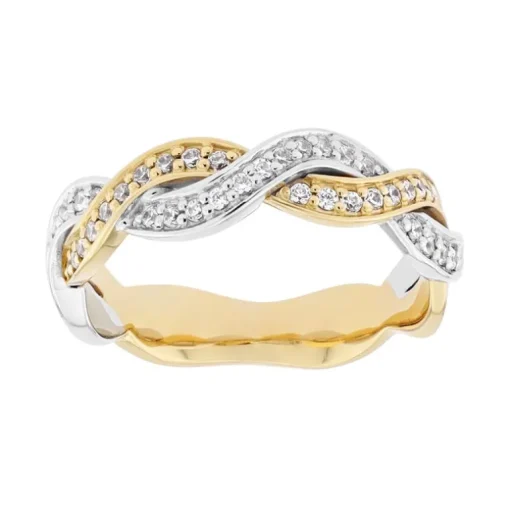 Bague Femme Alliance OR 750/1000 bicolore et diamants