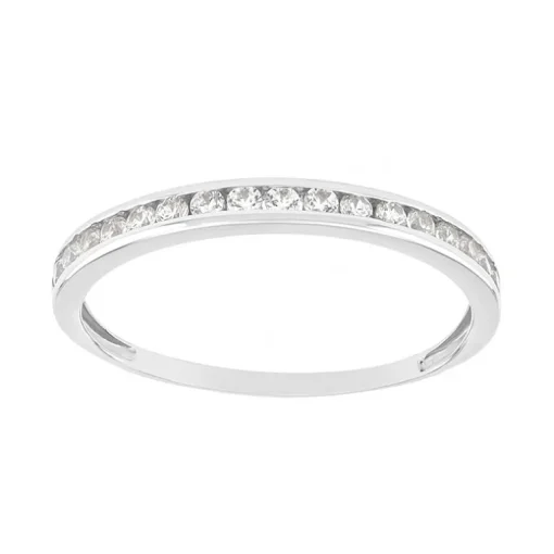Bague Femme Alliance OR 375/1000 Blanc et Oxydes EDO09SC50GZ