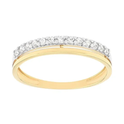 Bague Femme Alliance OR 375/1000 Bicolore et Oxydes EDO09SA78BZ