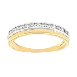Bague Femme Alliance OR 375/1000 Bicolore et Oxydes EDO09SG08BZ