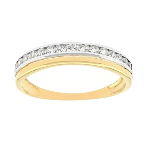 Bague Femme Alliance OR 375/1000 Bicolore et Oxydes EDO09SG08BZ