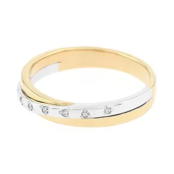 Bague Femme Alliance  OR 750/1000 bicolore et diamants
