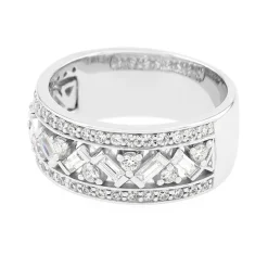 Bague Femme Alliance OR 750/1000 blanc et diamants