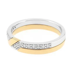 Bague Femme Alliance OR 750/1000 bicolore et diamants