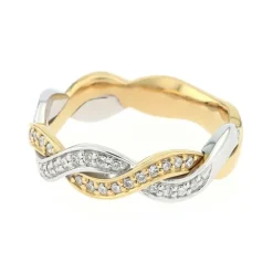 Bague Femme Alliance OR 750/1000 bicolore et diamants