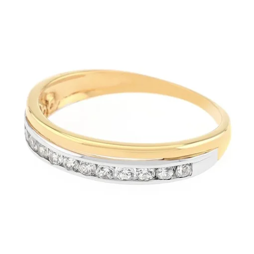 Bague Femme Alliance OR 375/1000 Bicolore et Oxydes EDO09SG08BZ