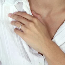 Bague Femme Alliance OR 750/1000 bicolore et diamants