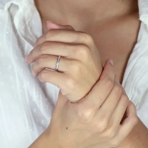 Bague Femme Alliance OR 750/1000 blanc et diamants