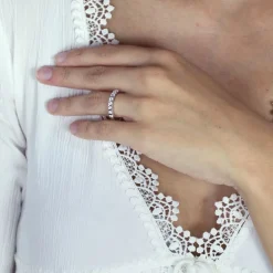 Bague Femme Alliance OR 750/1000 blanc et diamants