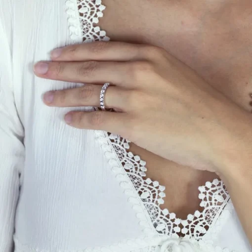 Bague Femme Alliance OR 750/1000 blanc et diamants