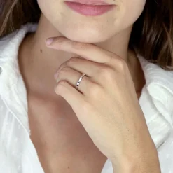 Bague Femme Alliance OR 750/1000 blanc et diamants