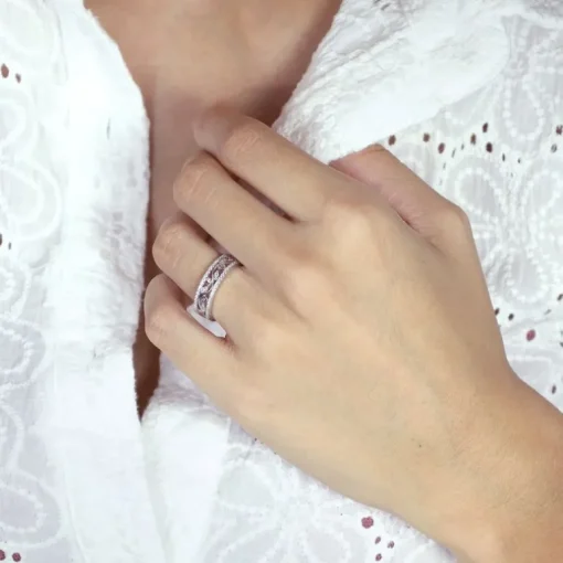 Bague Femme Alliance OR 750/1000 blanc et diamants