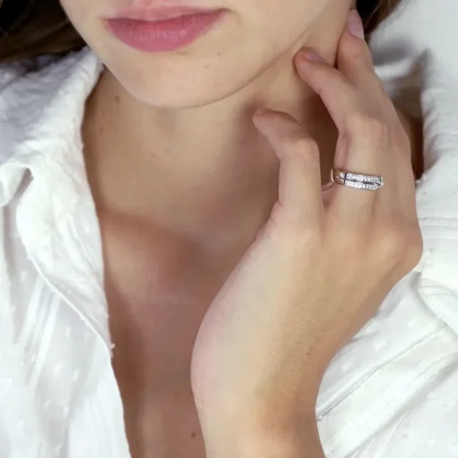 Bague femme alliance OR 750/1000 Blanc et diamants