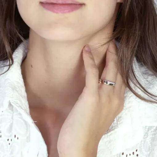 Bague Femme Alliance OR 750/1000 bicolore et diamants