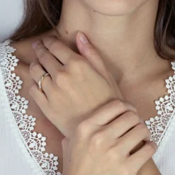 Bague Femme Alliance OR 750/1000 bicolore et diamants