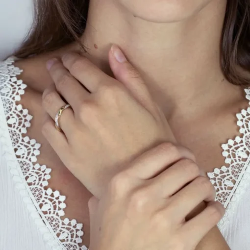 Bague Femme Alliance OR 750/1000 bicolore et diamants