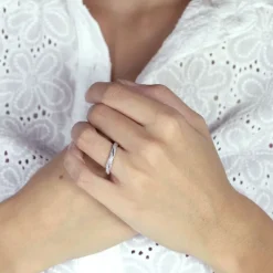 Bague Femme Alliance OR 375/1000 blanc et diamants