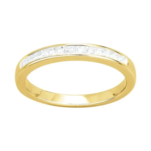 Bague Femme Alliance PLAQUE OR Jaune et Oxydes