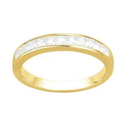 Bague Femme Alliance PLAQUE OR Jaune et Oxydes