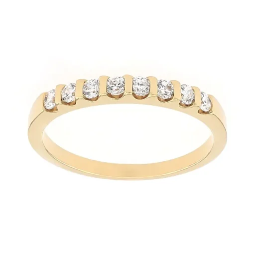 Bague Femme Alliance serti barrettes OR 750/1000 jaune et diamants