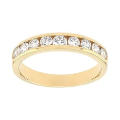 Bague Femme Alliance serti rail OR 750/1000 jaune et diamants