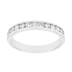 Bague Femme Alliance serti rail OR 750/1000 blanc et diamants