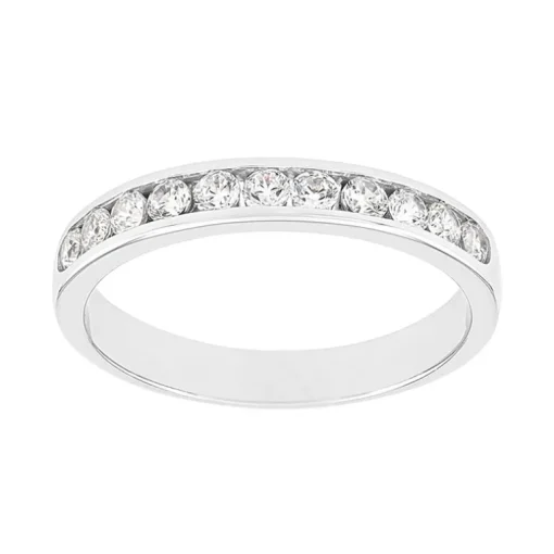 Bague Femme Alliance serti rail OR 750/1000 blanc et diamants