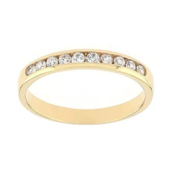 Bague Femme Alliance serti rail OR 750/1000 jaune et diamants