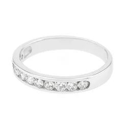 Bague Femme Alliance serti rail OR 750/1000 blanc et diamants
