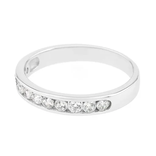 Bague Femme Alliance serti rail OR 750/1000 blanc et diamants