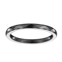 Bague Femme Anneau EDORA Céramique noire facetée
