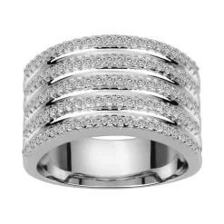 bague femme anneaux empierrés EDORA ARGENT 925/1000 et Oxydes