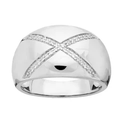 Bague femme bombée motif X EDORA ARGENT 925/1000 et Oxydes
