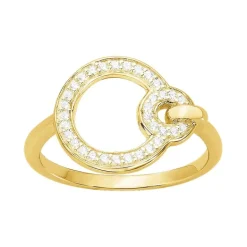 bague femme cercles empierré EDORA PLAQUE OR et oxydes