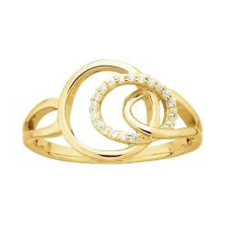 bague femme cercles entrelacés EDORA PLAQUE OR et oxydes