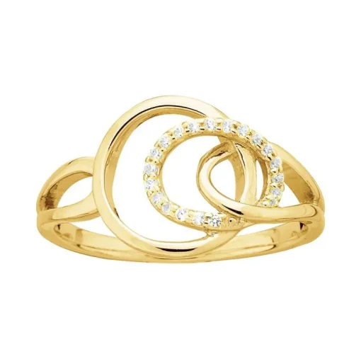 bague femme cercles entrelacés EDORA PLAQUE OR et oxydes