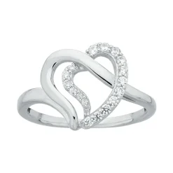 Bague femme coeur alternées EDORA ARGENT 925/1000 et Oxydes