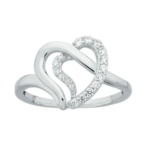 Bague femme coeur alternées EDORA ARGENT 925/1000 et Oxydes